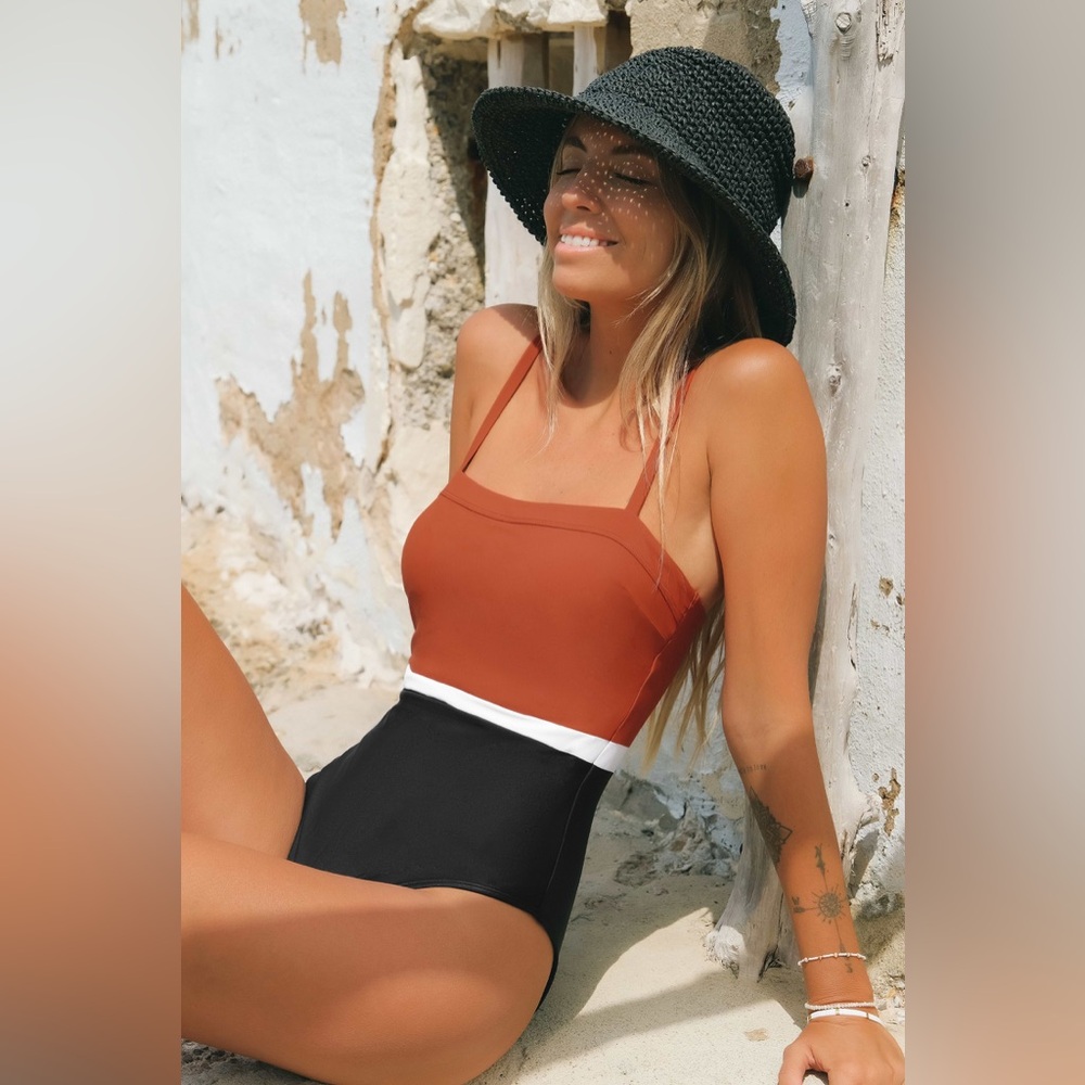 Cupshe Colorblock Colombia Coast Square Neck One Piece Swimsuit